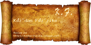 Kádas Füzike névjegykártya